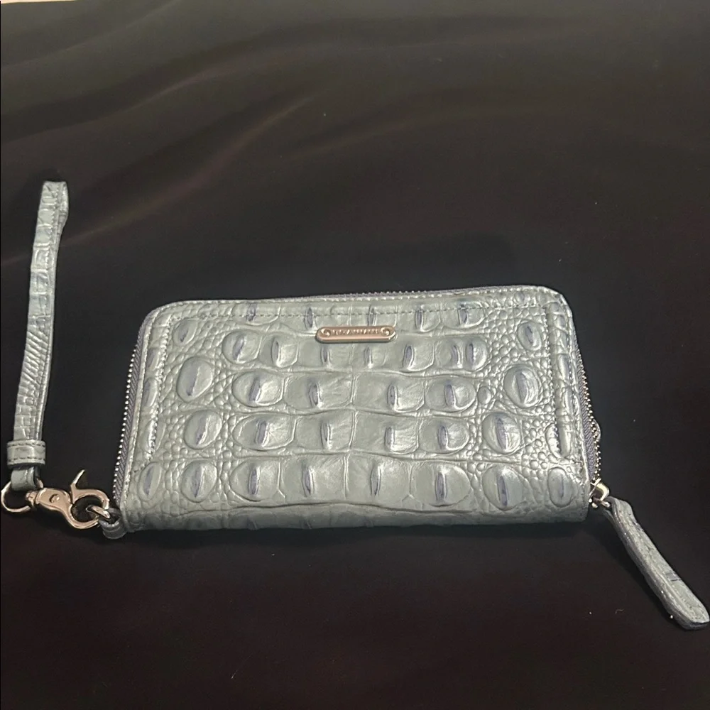 Brahmin Light Blue Croc-Embossed clutch/wallet - Picture 2 of 7